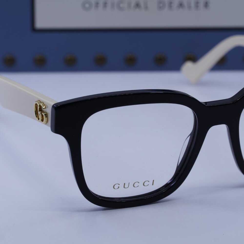 Gucci GG0958O 005 Square Eyeglasses - Black/White 52mm - Picture 5 of 11